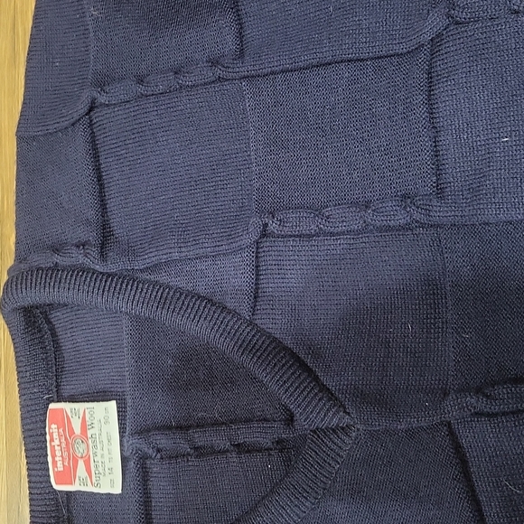 INTERKNIT AUSTRALIA Vintage Superwash Wool Navy Heavy Duty Outdoor Sweater - Picture 4 of 10